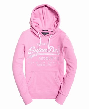 Superdry Premium Goods Tonal Embroidered Női Kapucnis Pulóver Rózsaszín | HONWC5021